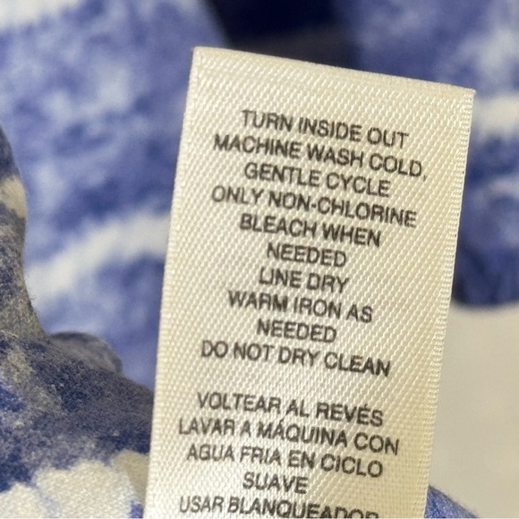 Chico’s Asymmetrical Tunic Blue White Wavy Print Size 3 XL Travel Coastal - Picture 10 of 10